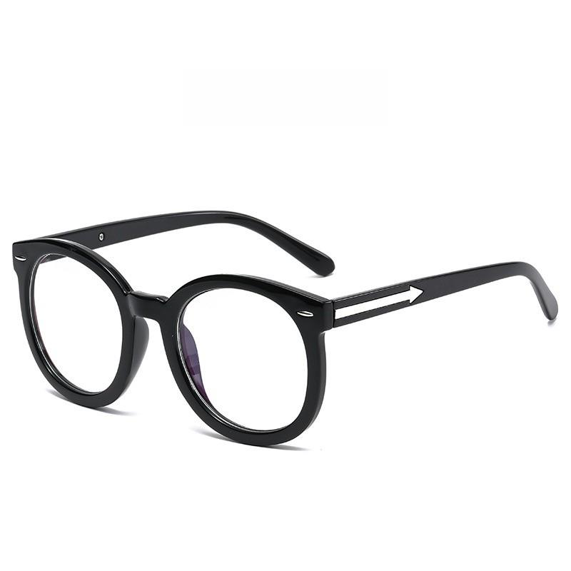 Black Frame Blue Light Blocking Glasses With Round Shape For Stylish Face Framing