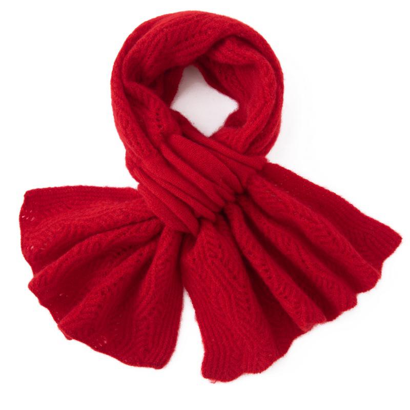 Women's 100% Cashmere Color Block Scarf: Autumn/Winter Style, Neck Protection, Perforated Knit, Hollow Out Design