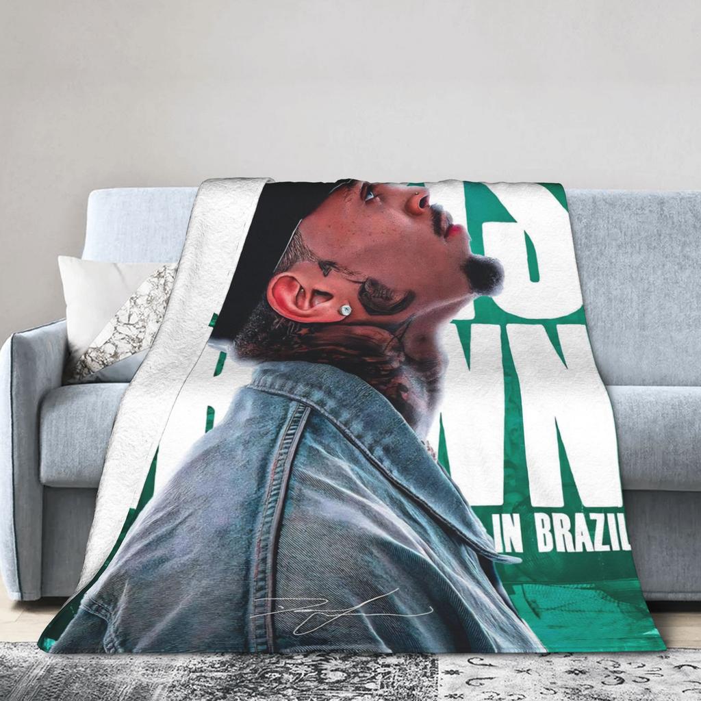 Warm Soft BlanketsKids Adult Travel Rapper Chris Browns Throw Blanket Flannel Bedspread Sofa Bed Comfortable Sofa Bed Cover