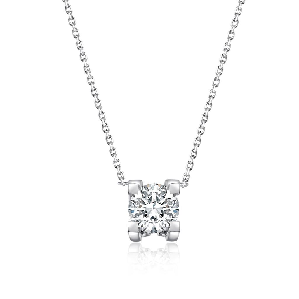 0.5CT-2.0CT Bull Head Necklace Classic Four Claw Inlaid White Lab Grown Diamond D-E VVS1-VS1 with IGI Certificate for Women Girls Fine Jewelry Gifts