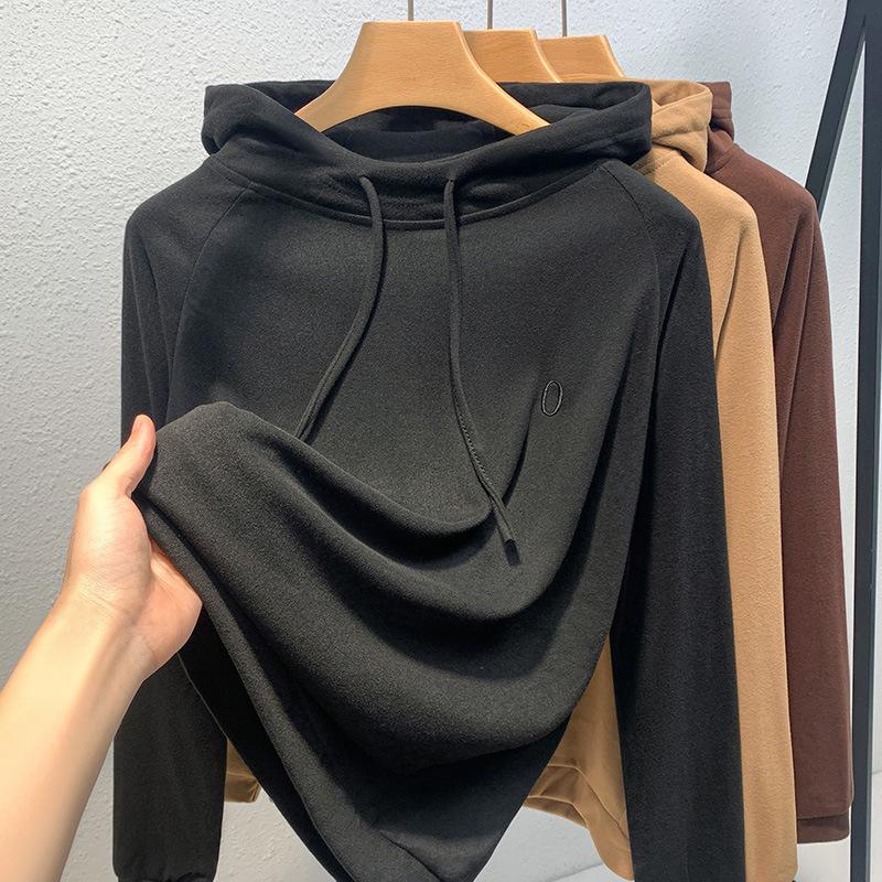 Thickened Hooded Sweater Women's Long-sleeved Autumn and Winter New Korean Version Loose Belly Top