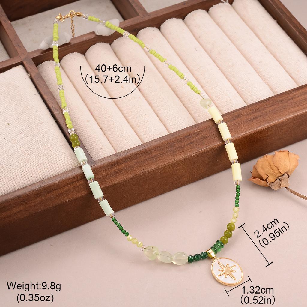 Simple Small Fresh Love Geometric Necklace Summer Versatile Beaded Dopamine Neck Chain Fashionable New Collarbone Chain Women