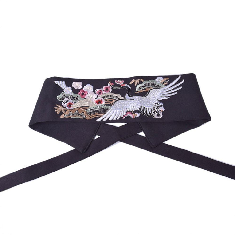 Flower Wide Belt Crane Women Waistband Retro Hanfu Cummerbunds  Ladies