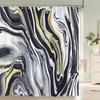 Abstract Marble Pattern Shower Curta Waterproof Fabric Bath Curta For Bathroom Bathtub Large Wide Bathing Cover With Hook