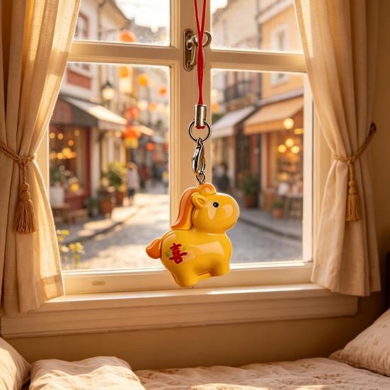 Taschenanhänger mit hochfestem rotem Lanyard Pferdeanhänger Glückssymbol-Anhänger Leichter Autoanhänger