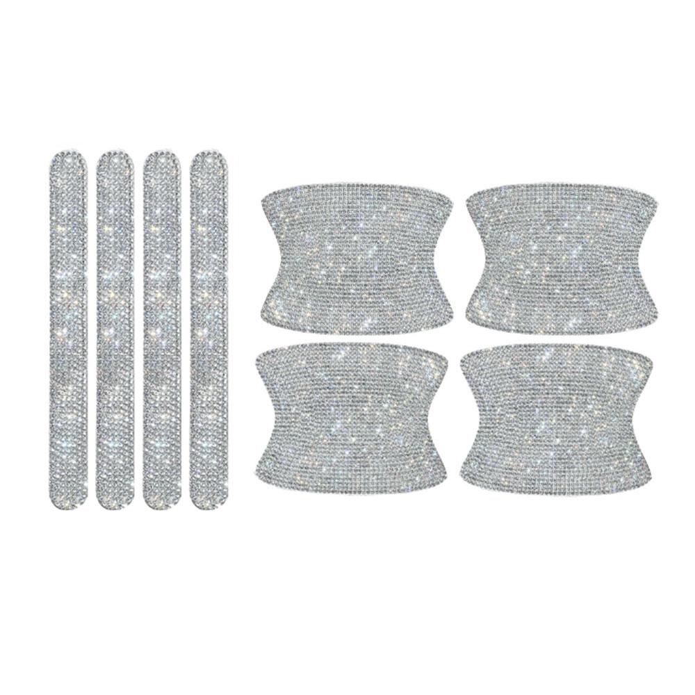 

8 шт. универсальная наклейка на ручку двери автомобиля, предупреждающая алмазная полоска для автомобиля, безопасность вождения, блестящая наклейка на экстерьер автомобиля, аксессуары белый