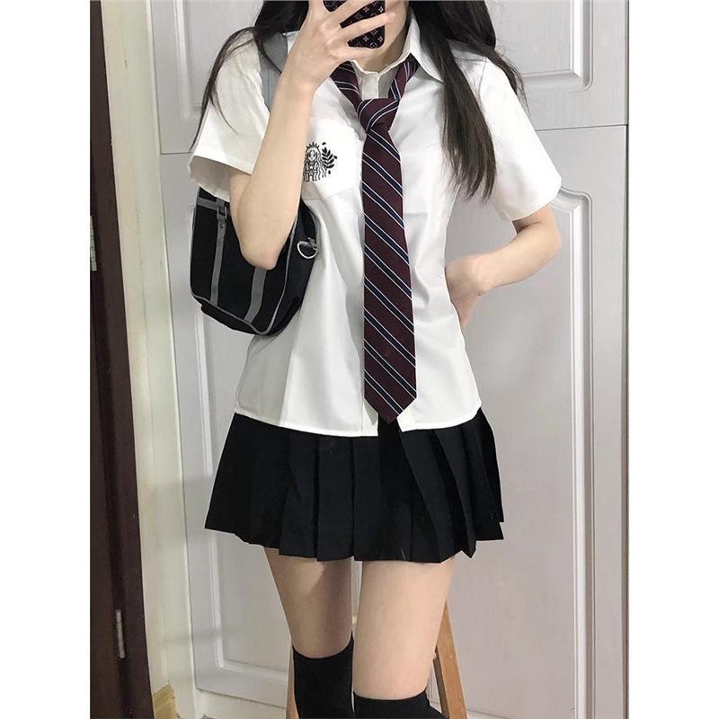 Women's Pink Japanese College Style Short Sleeve Shirt