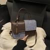 Fashionable Patchwork Texture Handbag, Commuting Style, Single-shoulder Crossbody Bag, Small Square Bag