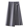 Women's Irregular High-Waist Midi Skirt - Drapey Pleats, A-Line, Spring/Autumn 2025 Collection