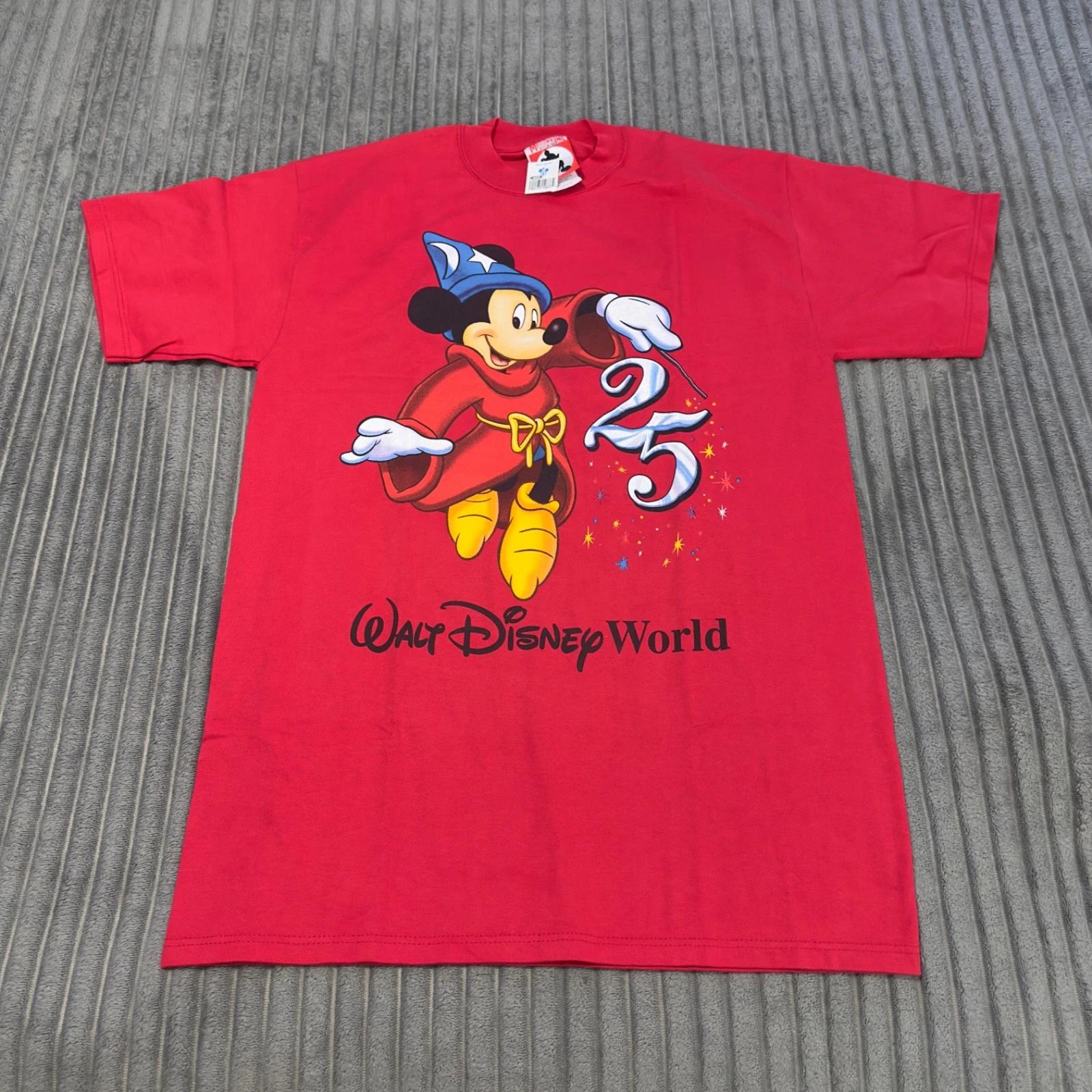VTG Mickey Inc T-Shirt Adults M Red Walt Disney World 25th Anniversary USA Made M