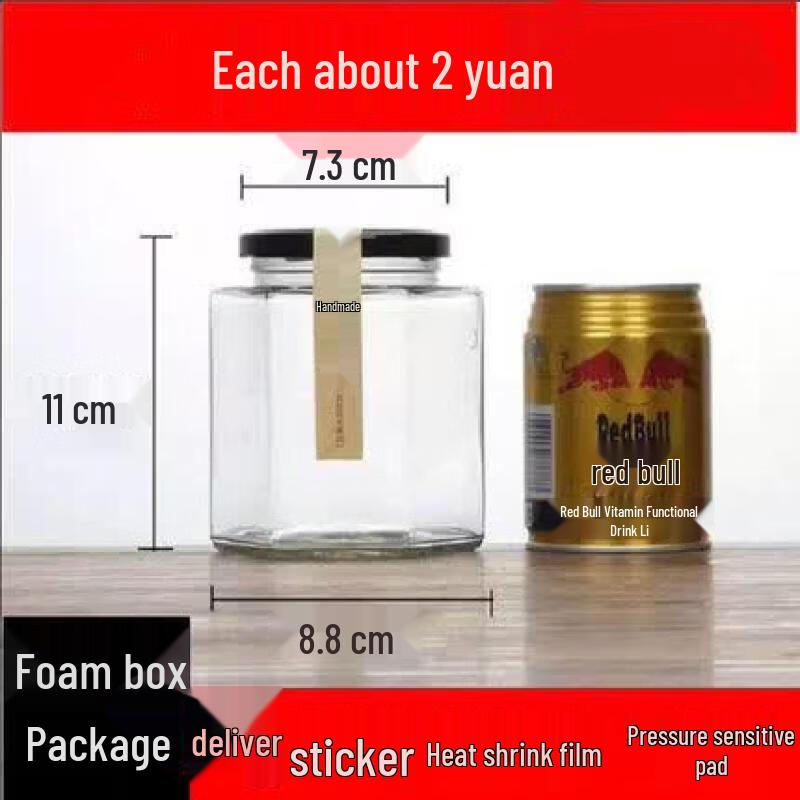 Hexagonal Glass Sealed Storage Jar