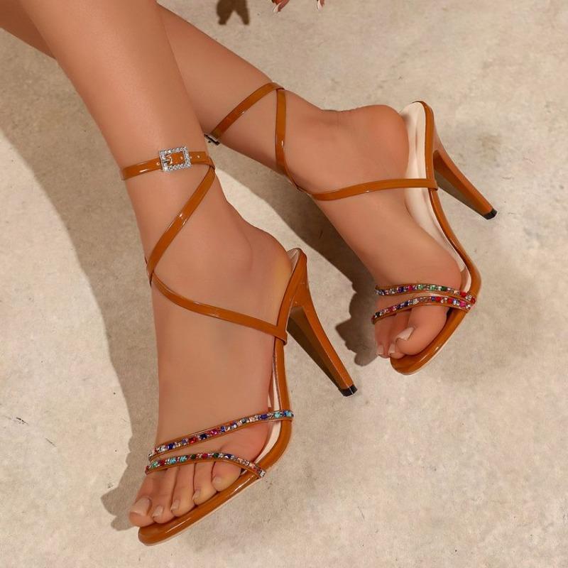 2026 New Women Heel Sandals Large Size Summer Sexy Open Toe Slingbacks Ankle Strap Pumps Fashion Elegant Buckle Strap Thin Heels