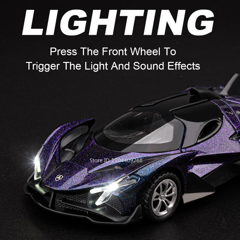 1:36 Scale Apollo EVO AE86 Sports Car Model Toy Music Light Doors Opened Pull Back Miniature Models Boys Hobby Ornaments