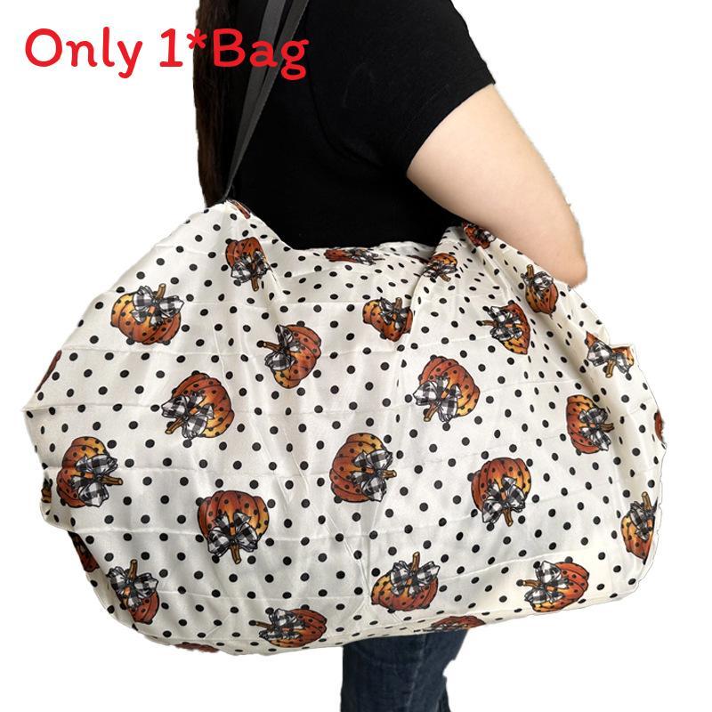 Nylon Foldable Shopping Bag With Large Capacity Waterproof Tote For Grocery Use