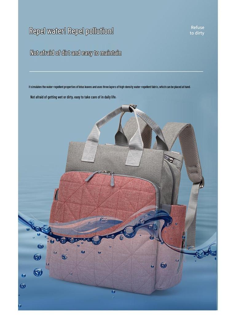 Doppelschulter-Großraum-Einfarbig-Multifunktionale Mama-Tasche mit isolierter Aufbewahrung für Milchflaschen.