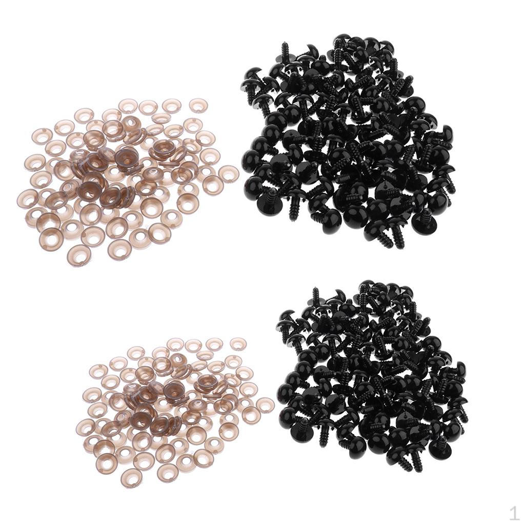 200pcs Black Plastic Safety Teddy Bear Doll Puppet DIY Making Craft - 15mm