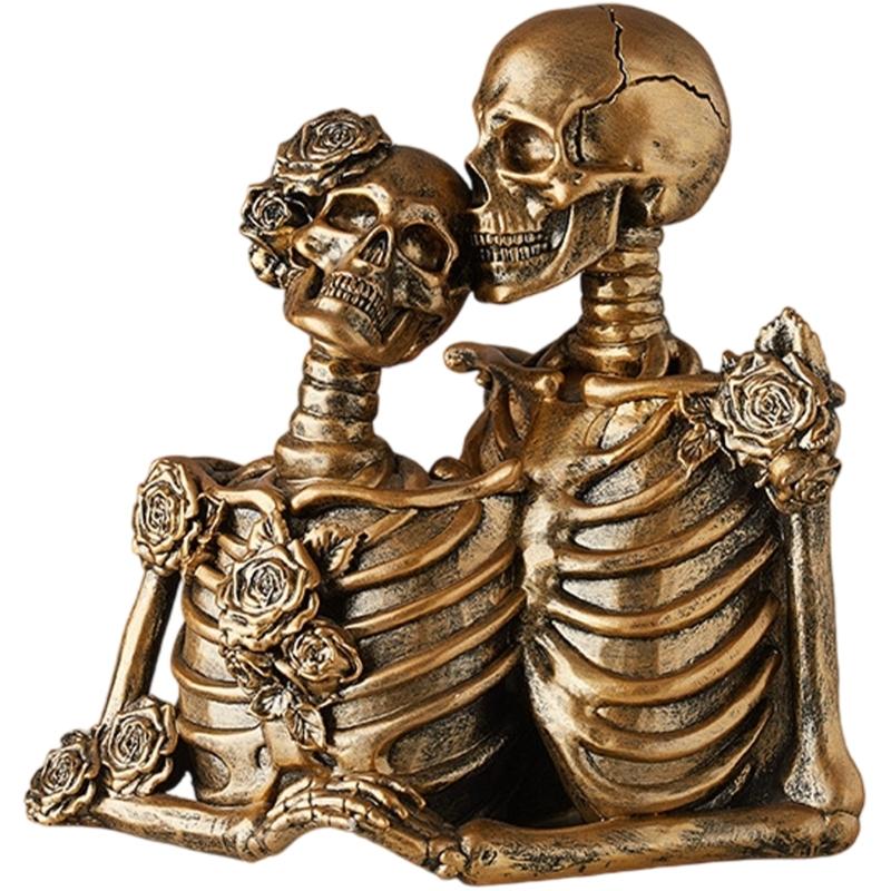 Elegant Resin Skull Decorations For Indoor Outdoor Halloween Party Centerpieces Detailed Hand Painted Artwork
