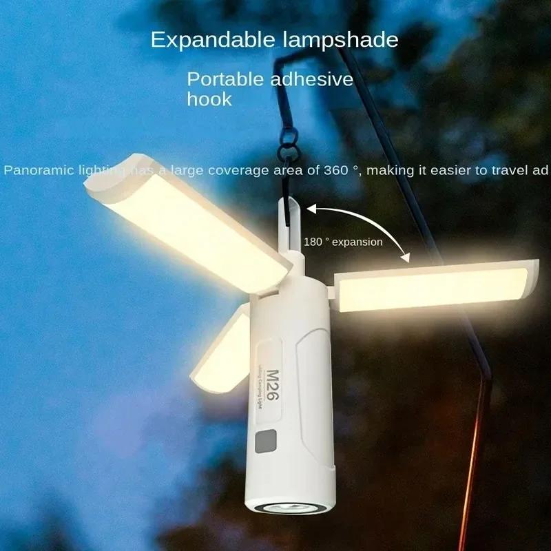 3500mAh Folding LED Camping Lamp USB Rechargeable Three Leaf Lighting Work Light Outdoor Emergency Hanging Tent Torch Flashlight