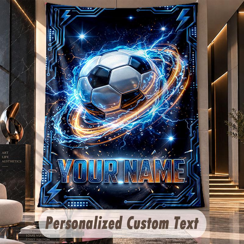 Soccer (18) Theme Custom Tapestry Personalized Custom Name Text Wall Hanging Tapestry Home Decor Background Cloth