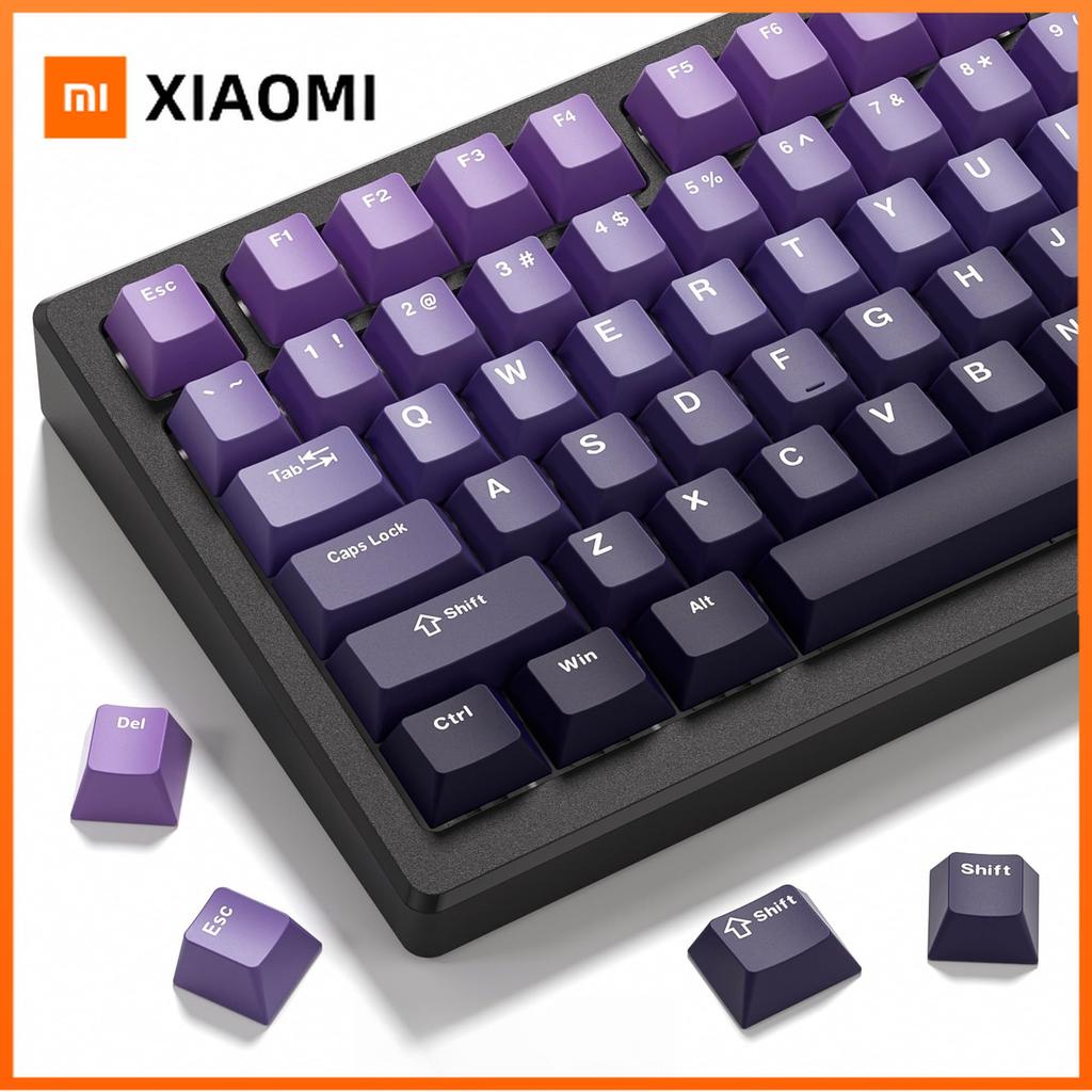 Xiaomi Gradient Purple Double Shot PBT Keycaps 132+ Keys Cherry Profile Keyboard Keycaps for Cherry Gateron MX Switches Gaming Keyboard