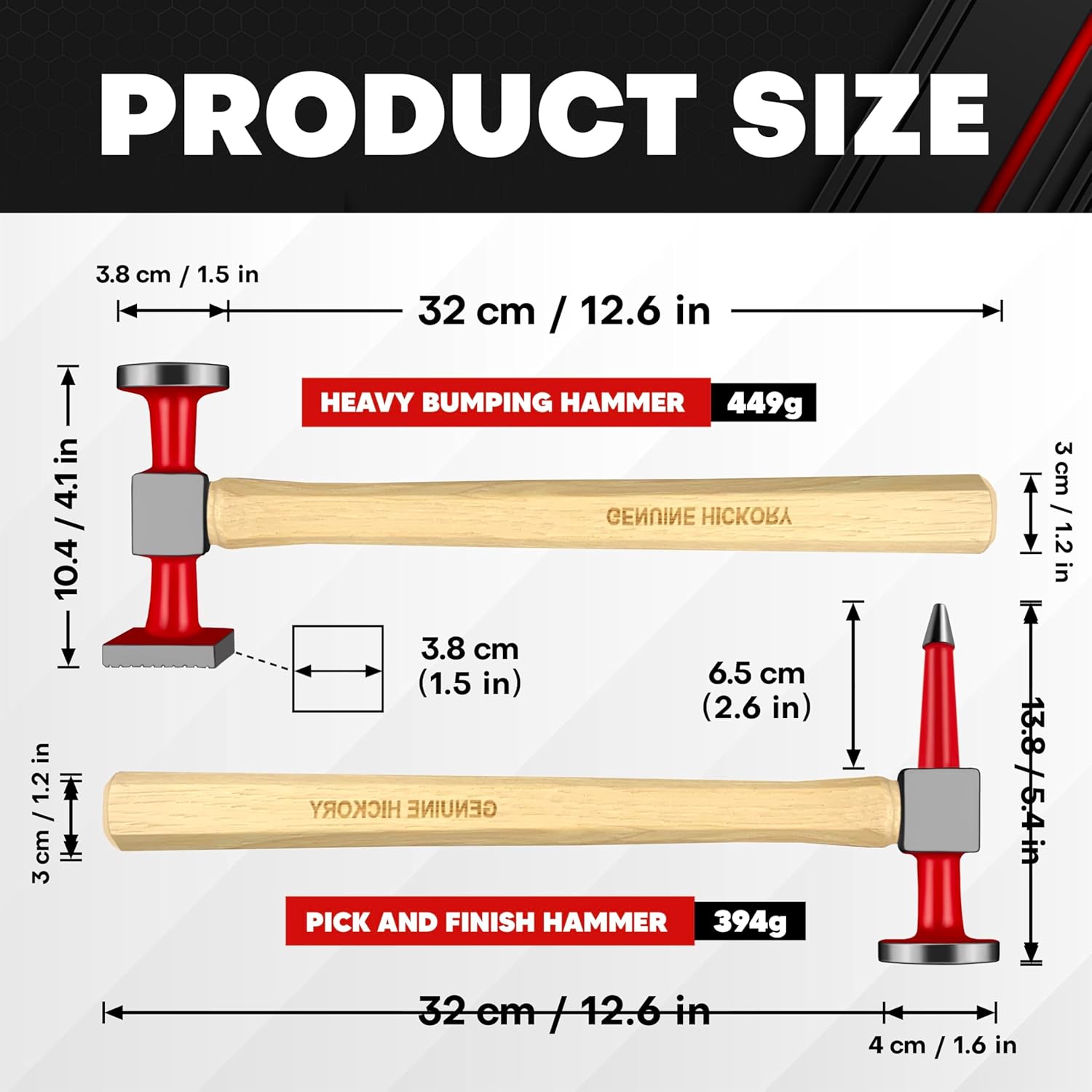 

Набор из 6 предметов для ремонта кузова автомобиля, молоток, оправка, с кейсом для переноски, рукоятки из гикори United States