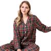 Plus Size Womens Winter Long Sleeve Pajama Set With Gray Red Plaid Comfortable Home Loungewear