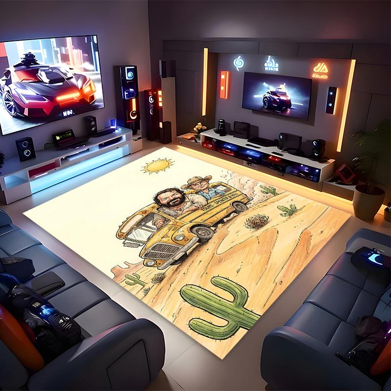 Terence Hill and Bud Spencer Printed Absorbent Washable Carpet, Non-Slip Bathroom Mats, Kitchen Rugs, Yoga Mat,Living Room Entrance, Camping Picnic Ru