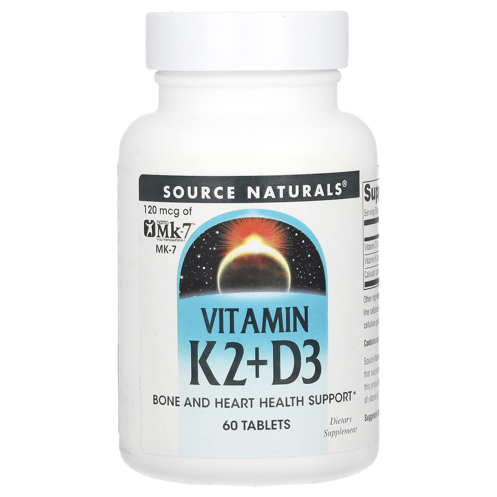

Source Naturals, Вітамін K2 + D3, 60 табл