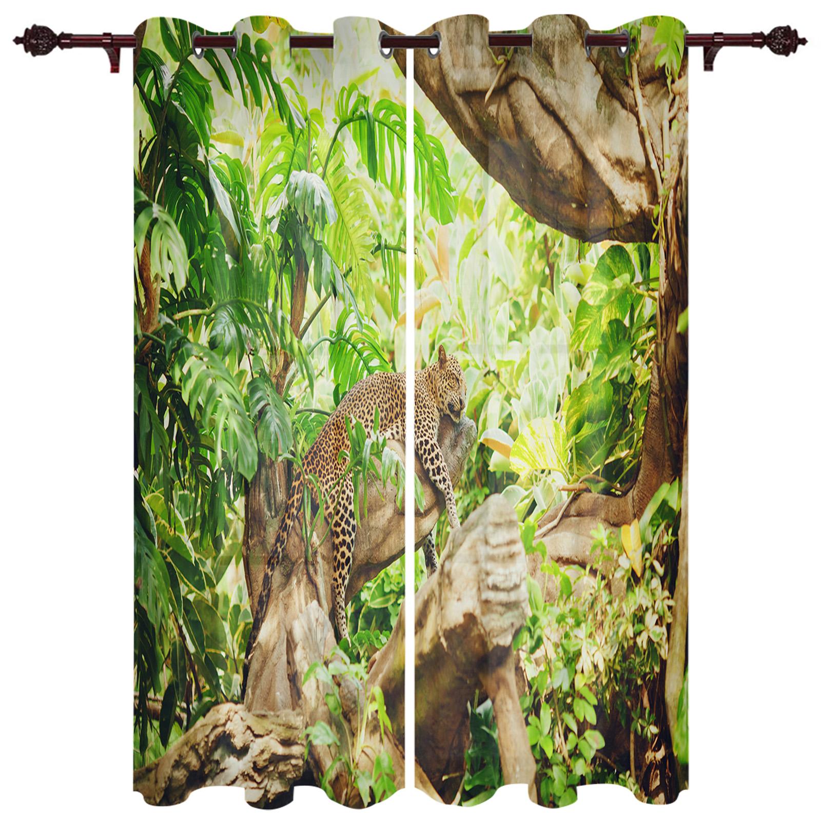 

Леопард Африка Животные Оконные Шторы Домашний Декор Гостиная Шторы Кухонные Шторы Панельные Шторы для Спальни 135W x 60H(cm)
