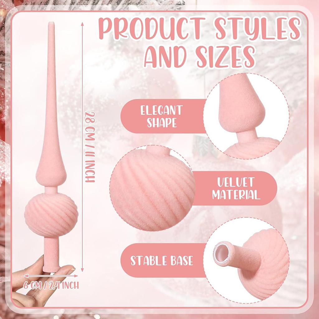 Velvet Tree Top Ornaments Plug In Christmas Tree Topper Multi-Purpose Tip-Shaped Flocked Tree Topper for Christmas Decorations