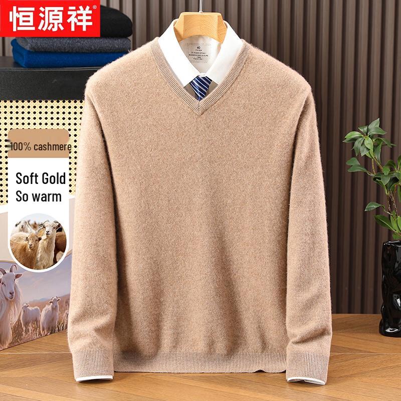 Men s Thick V-Neck 100% Cashmere Sweater 3XL (185)