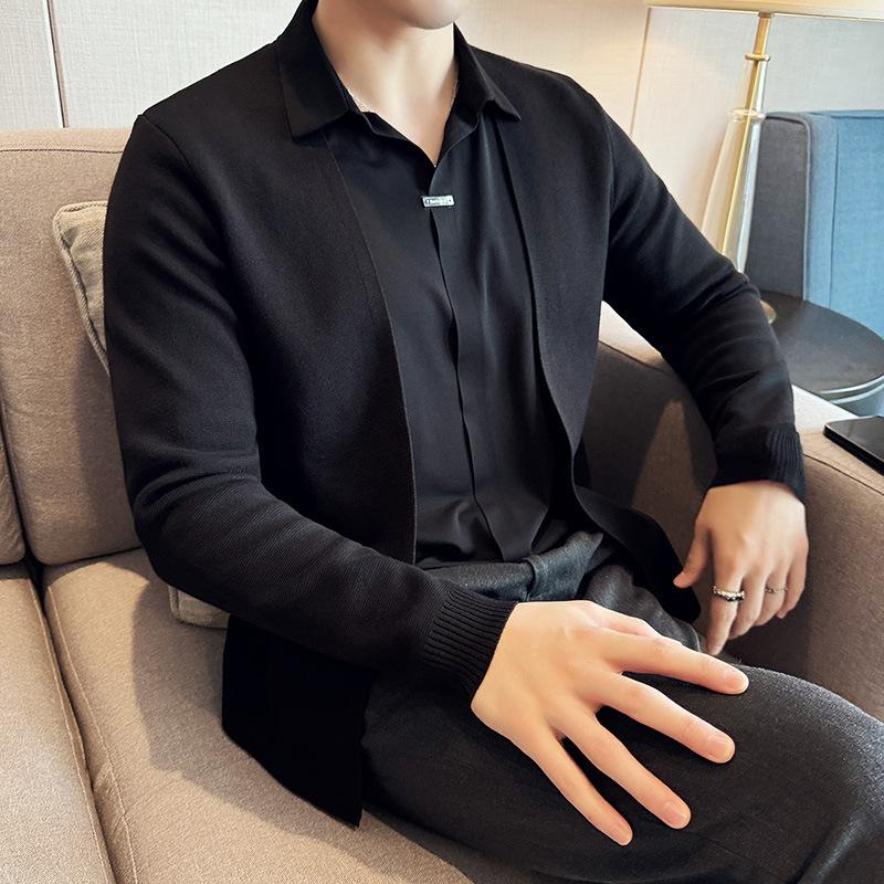 

Мужская тонкая трикотажная рубашка весна-осень, эластичные, не оставляющие следов, тонкие топы с V-образным вырезом M