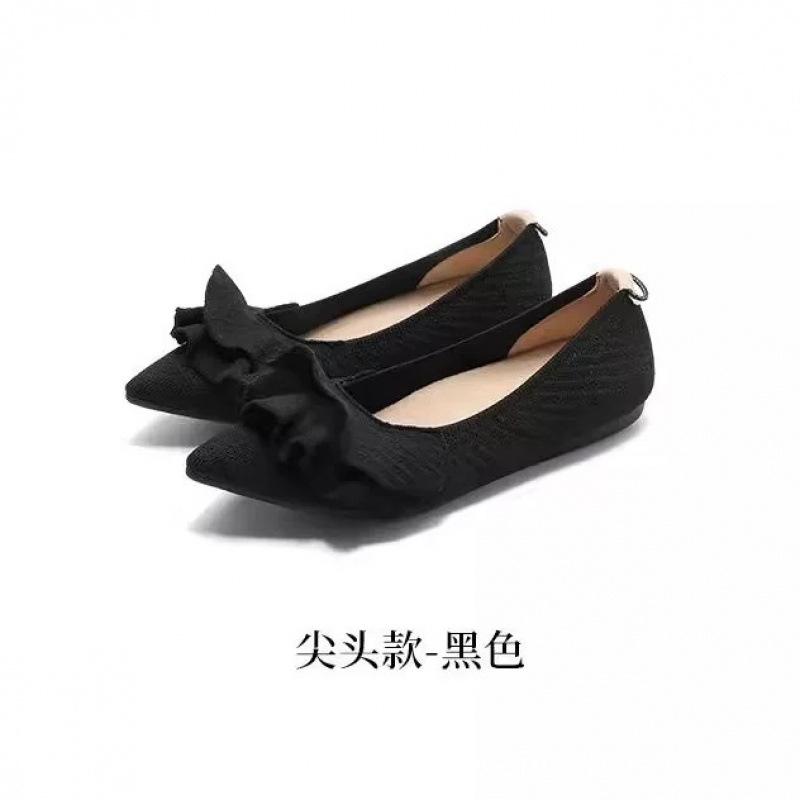 [Naked single shoes] Egg roll lotus leaf edge pointed casual flat bottom new French soft sole comfortable fly woven women's shoes