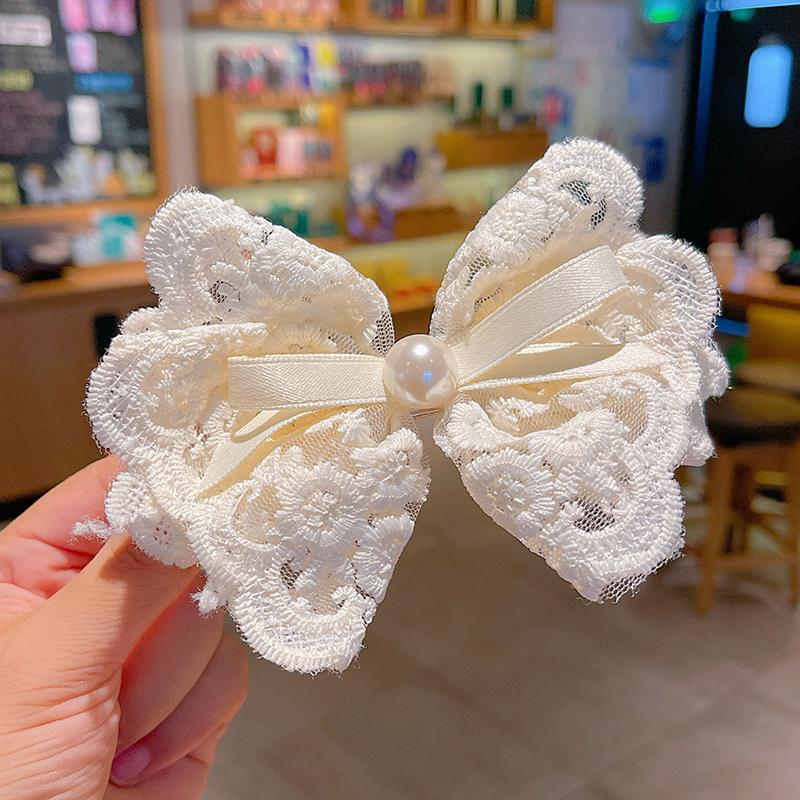 

Элегантная ретро-заколка-бантик с кружевом для женщин и девочек, заколка для волос, милая принцесса, вышивка, пружинная заколка, аксессуары