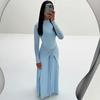 Autumn and Winter Solid Color Slim-fitting Long Dress European and American Style Long-sleeved Round Neck Fashionable and Streamer Hip-wrapped Dress