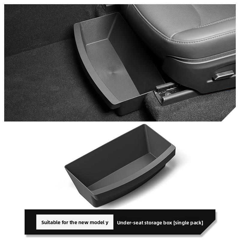 

Car Sticker 2025 HOT For Tesla Model Y Juniper 2021-2025 Under Seat Storage Box Driver and Passenger Style TPE Storage Modified NO logo