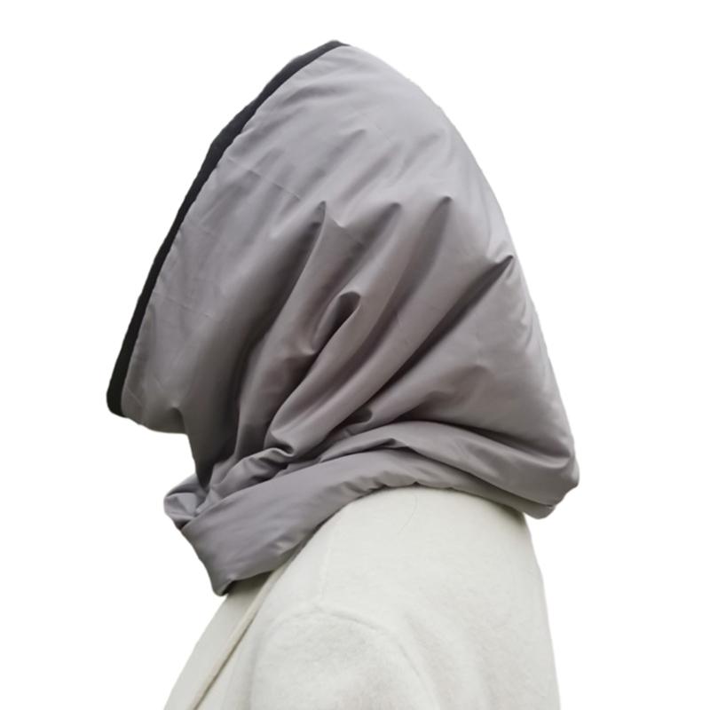 Adult Cotton Headscarf for Outdoor Winter Warm Quilted Hat Hooded Shawl Hat Windproof Puffer Hat Unisex Casual Headwear