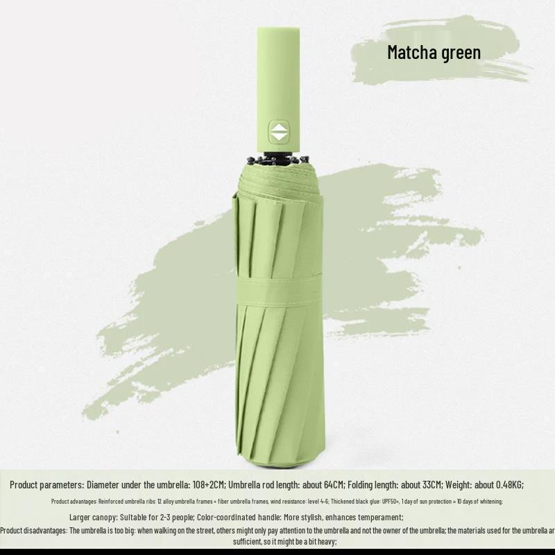 UV Auto Open/Close Large Double Folding Windproof Umbrella for Two, Reinforced for Sun/Rain, Dual Use for Men and Women
