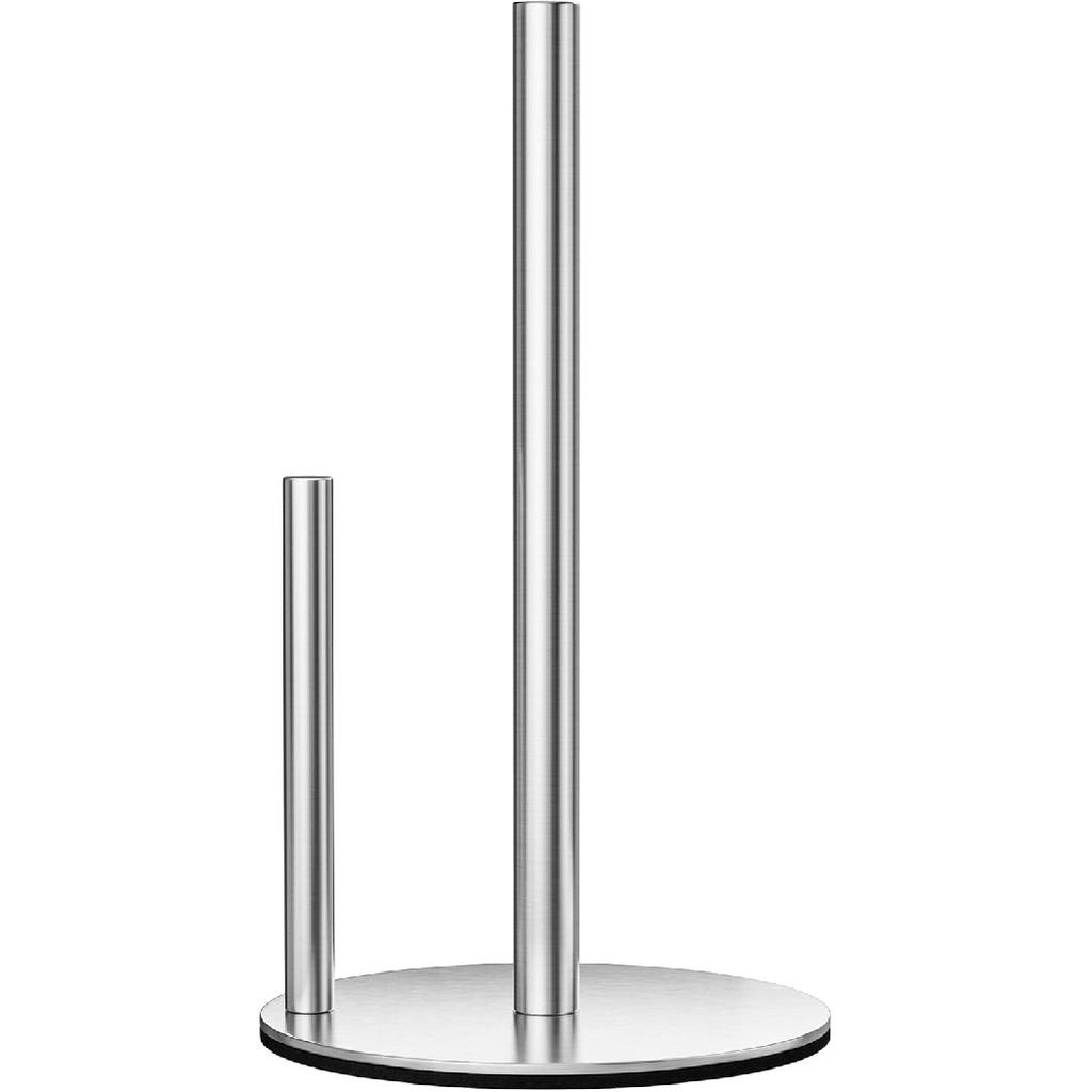Black Paper Towel Holder Stand for Kitchen Countertop and Bathroom, Stainless Steel Kitchen Upright Paper Towel Holder for Large and Standard