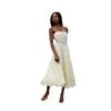 Women White & Pink Floral Print V Neck Ruffle Sleeve Tie Waist Split Maxi Dress