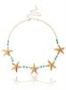 Metallic Summer Beach Starfish Faux Turquoise Waist Chain Women Sexy Belly Body Chain Vacation Jewelry Gifts