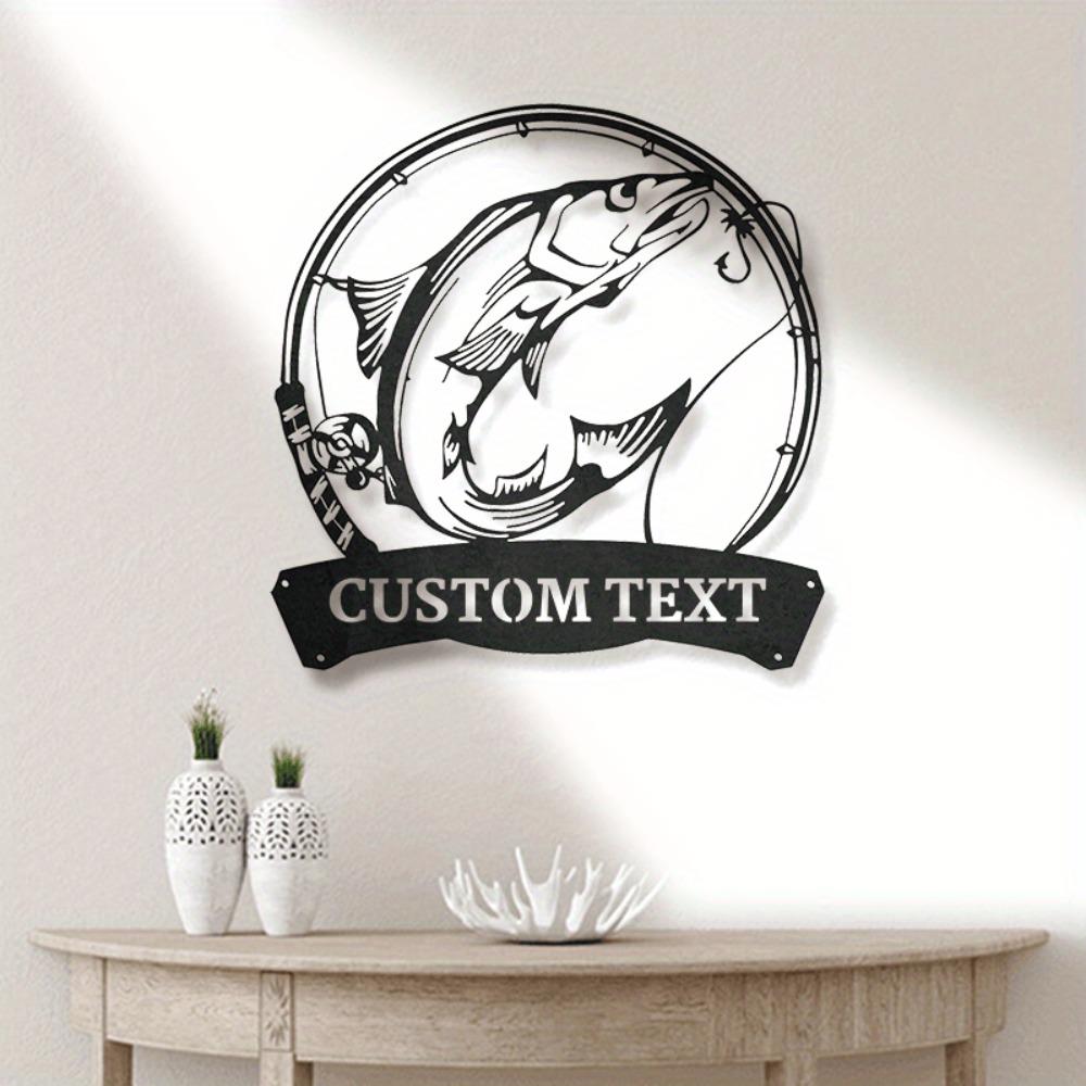 Metal Sign Norwegian Salmon Fishing Gift Personalized Nameplate Home Decor Wall Art Angler Sculpture