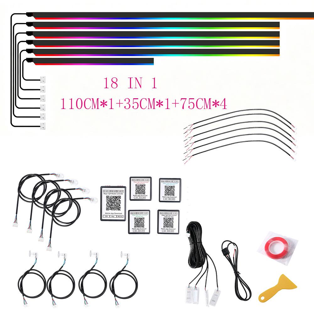 Car Interior 18-in-1 Hidden LED Ambient Light Strip - 256 Color Options