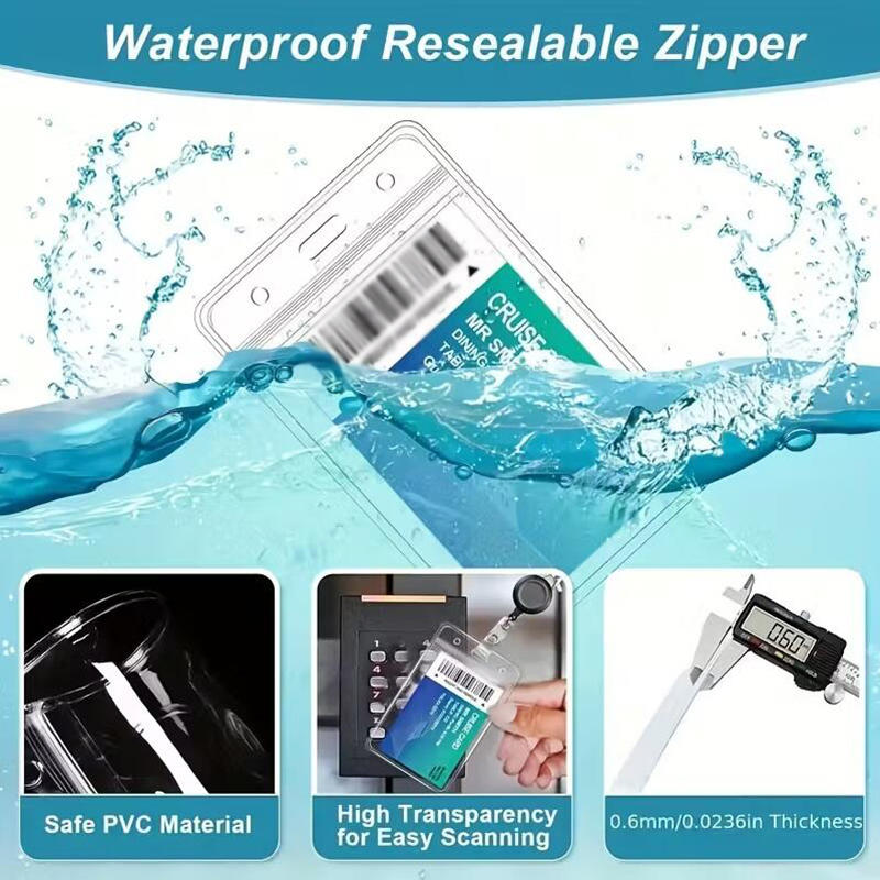 PVC Plastic Polyester Waterproof ID Card Holder Retractable Reel Lanyard Horizontal Vertical Card Compatible Office Daily Accessory