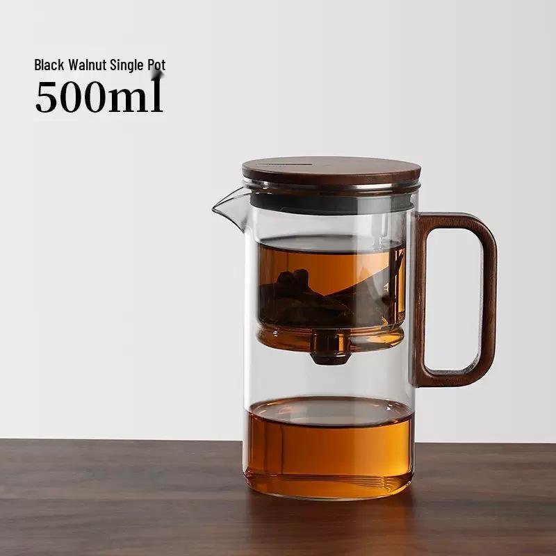 Bangtian Elegant Magnetic Levitation Glass Tea Infuser with Walnut Wood Base