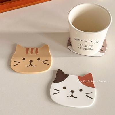 Cute Cartoon Cat Coaster Dining Table Silicone Thermal Insulation Pad Home Office Coffee Cup Teacup Special Anti-scalding Pad