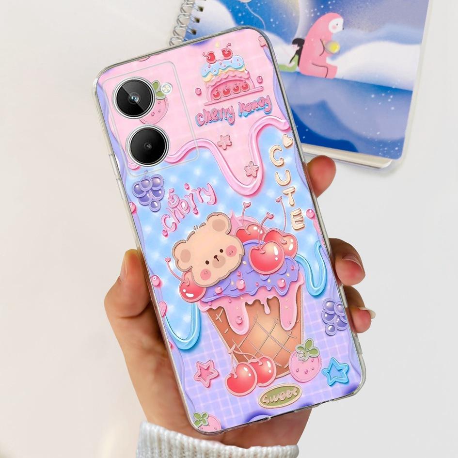 For Realme 10 Case RMX3630 Back Cover Cute Panda Cartoon Slim Soft Clear Silicone Phone Case For Realme 10 Pro Plus RMX3687 Capa