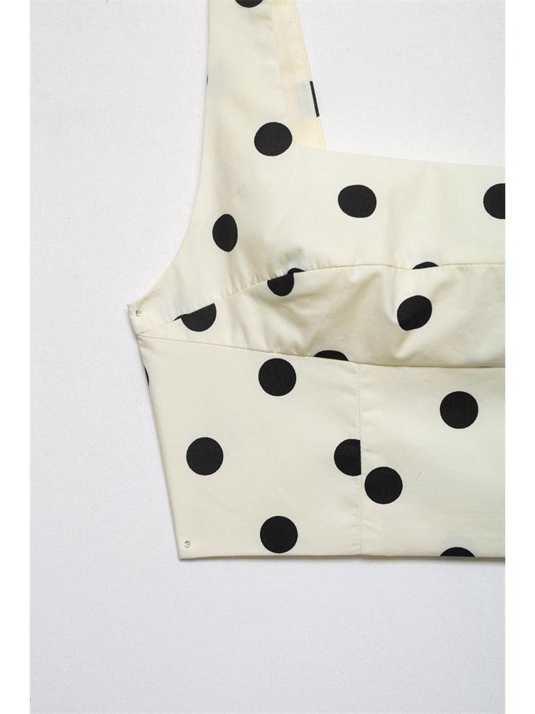 2026 Polka Dot Crop Top & Midi Skirt Set for Women