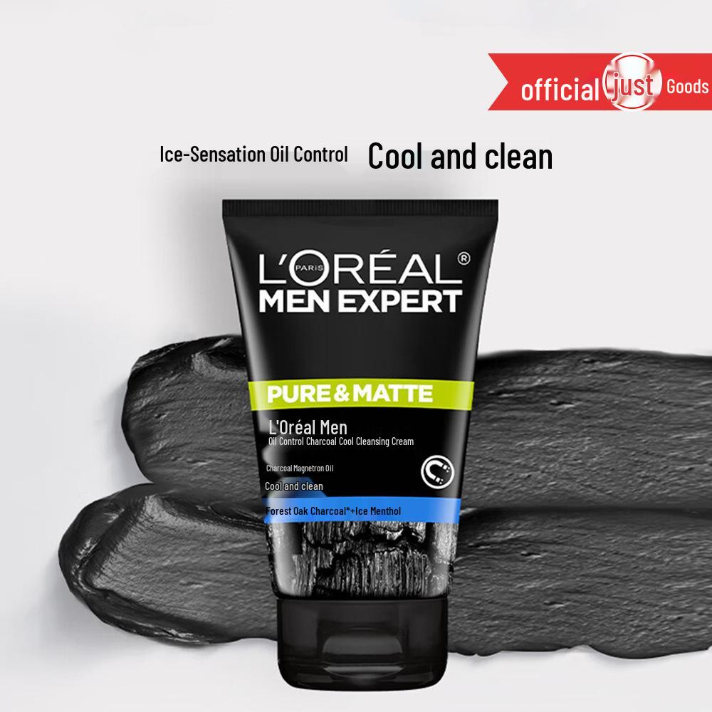 L'Oréal Men Oil Control Charcoal Cleanser 100ml - Refreshing Volcanic Rock Moisturizer