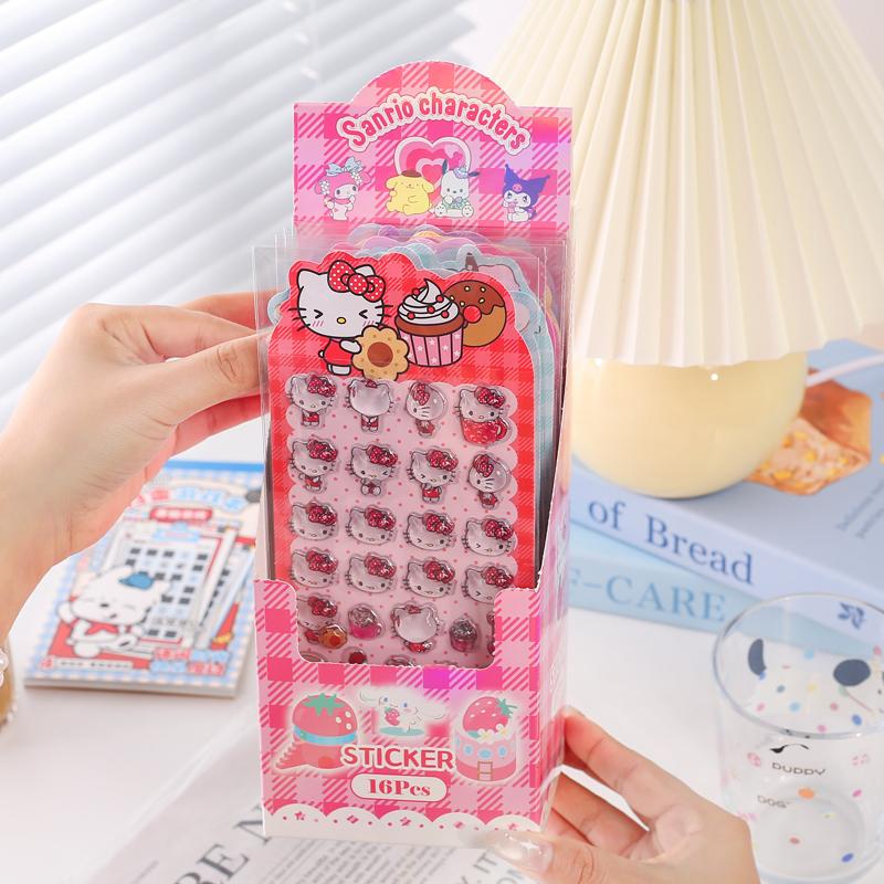 Anime Sanrio Hello Kitty Kuromi Stickers Cinnamoroll My Melody Cartoon Mobile Creative Decoration Sticker Girl Birthday Gift 3D Kid Friendly